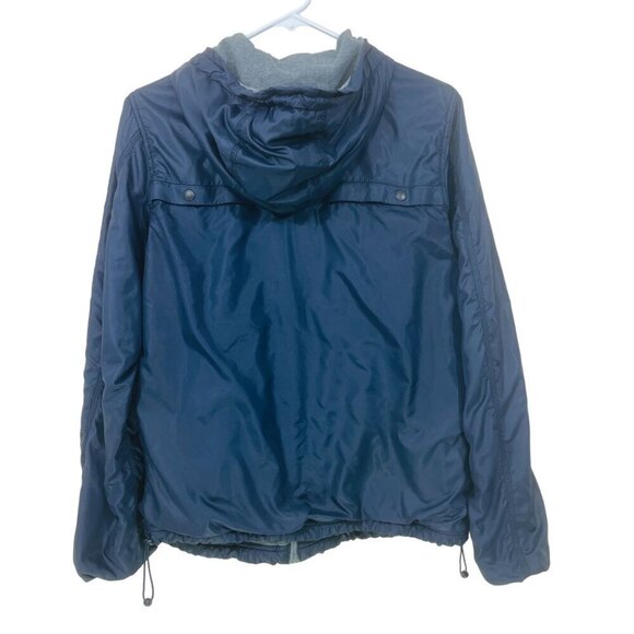DIESEL Women's Size S Reversible Hooded Jacket Soft Navy Nylon/ Gray Cotton‎ - Picture 2 of 10